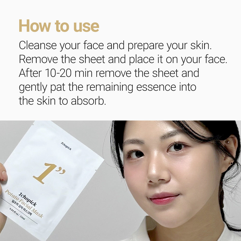 1CHOPICK Potato Facial Mask 5szt I Od Korei po Polskę — piękno napędzane ziemniakiem.