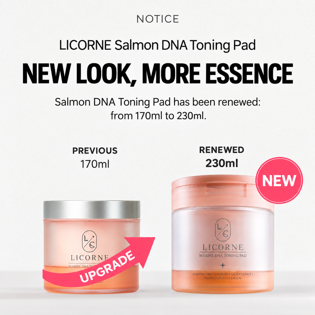 LICORNE Salmon DNA Toning Pad 70 płatków / 230ml (B Grade — 10% rabatu)