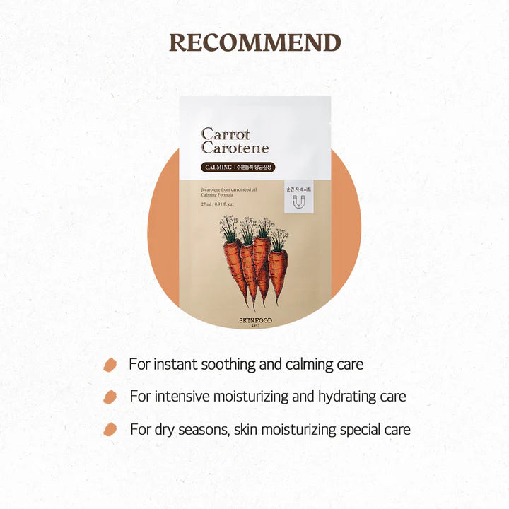 Skinfood Carrot Carotene Mask Box (27ml x 10szt) I Maska kojąca – redukcja zaczerwienień i ukojenie skóry