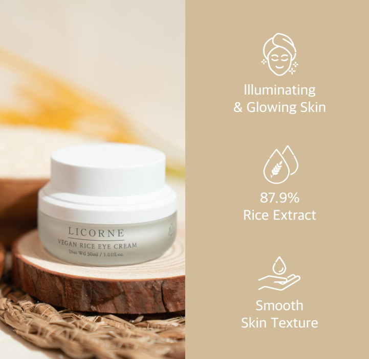 LICORNE Vegan Rice Eye Cream 30ml I Przeciwzmarszczkowy krem pod oczy
