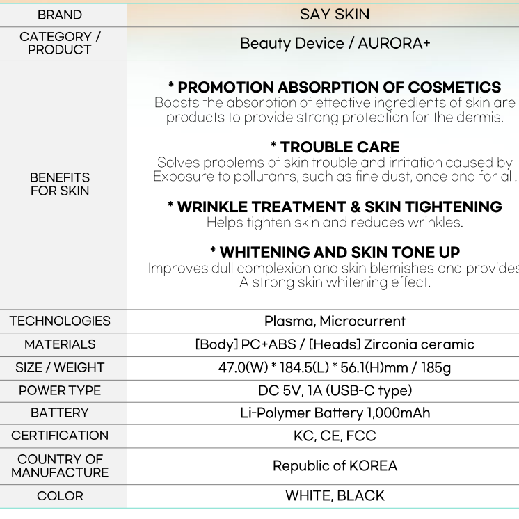 SaySkin Aurora+ urządzenie do pielęgnacji skóry (creamy)
