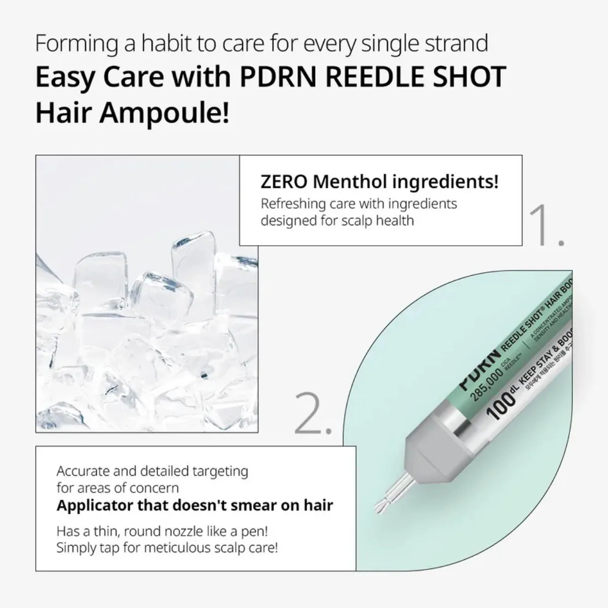 VT COSMETICS PDRN Reedle Shot Hair Ampoule 100dL 15 ml | Scalp