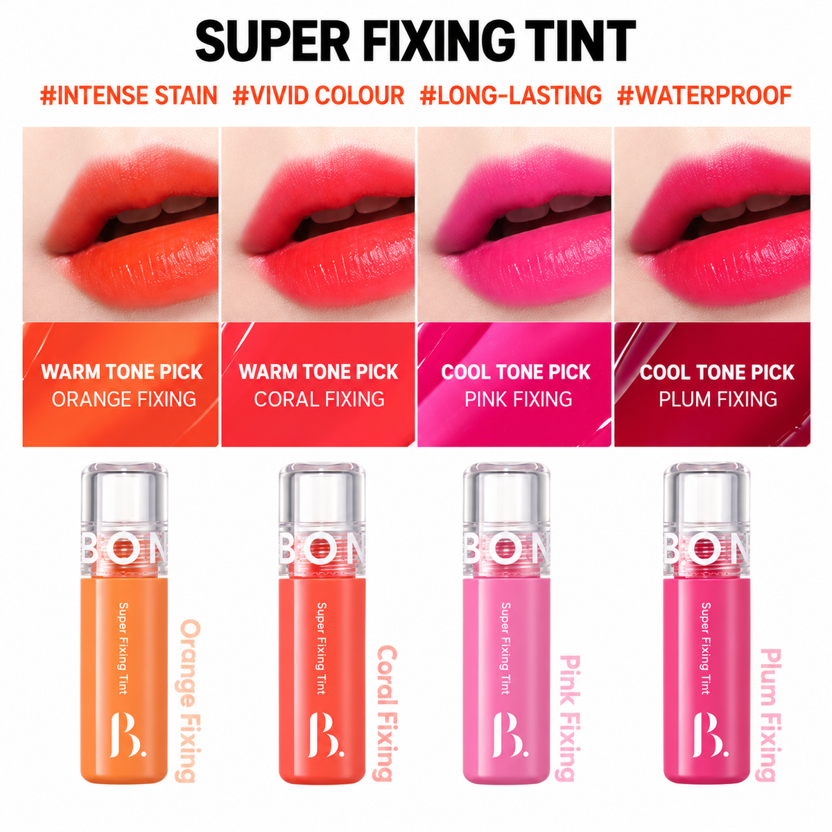 BONCEPT Super Fixing Tint 01 Orange Fixing 4,5g | Pomarańczowy tint do ust