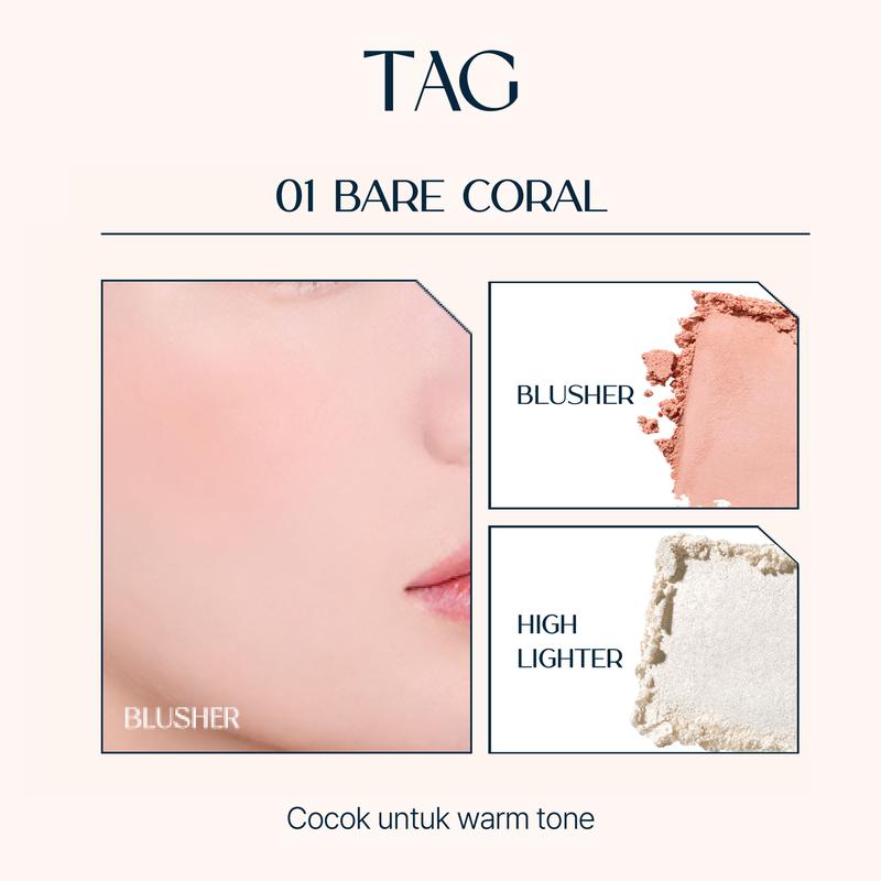 TAG Mood Blush Beam 01 Bare Coral I Róż + rozświetlacz w duecie dla efektu naturalnego glow