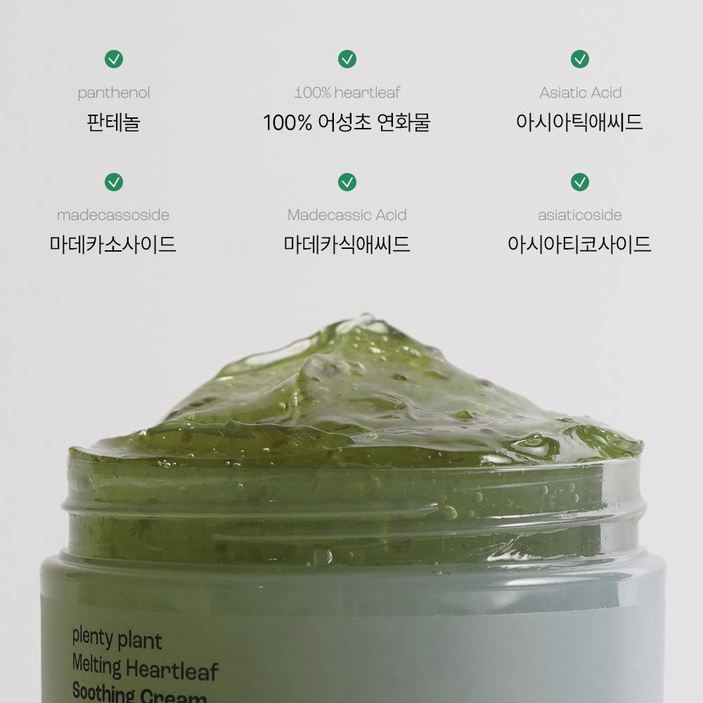 Plenty Plant Melting Heartleaf Soothing Cream 100g I Rozpuszczające się kapsułki z heartleaf delikatnie wtapiające się w skórę