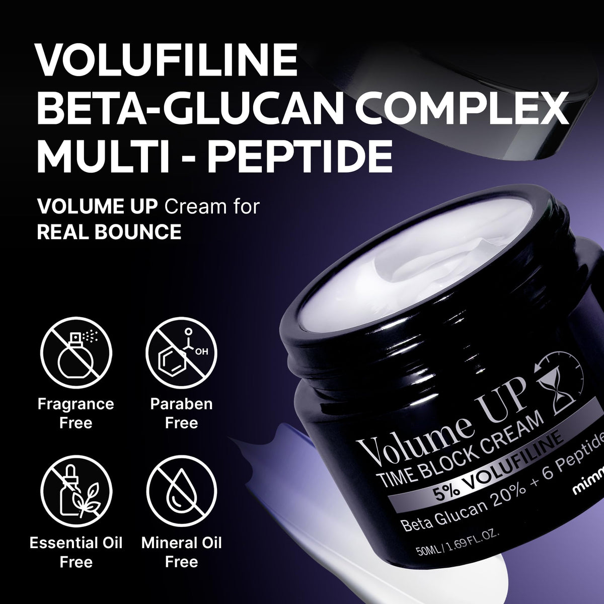 Mimmua! Volume UP Time Block Cream 50ml – Anti-Aging Volumizing Cream with 5% Volufiline and 6 Peptides