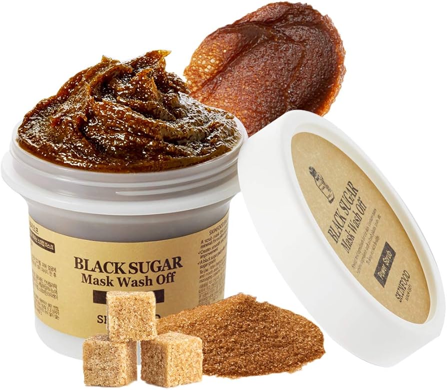 SKINFOOD Black Sugar Mask Wash Off – Peelingująca Maska do Twarzy z Czarnym Cukrem (120g)