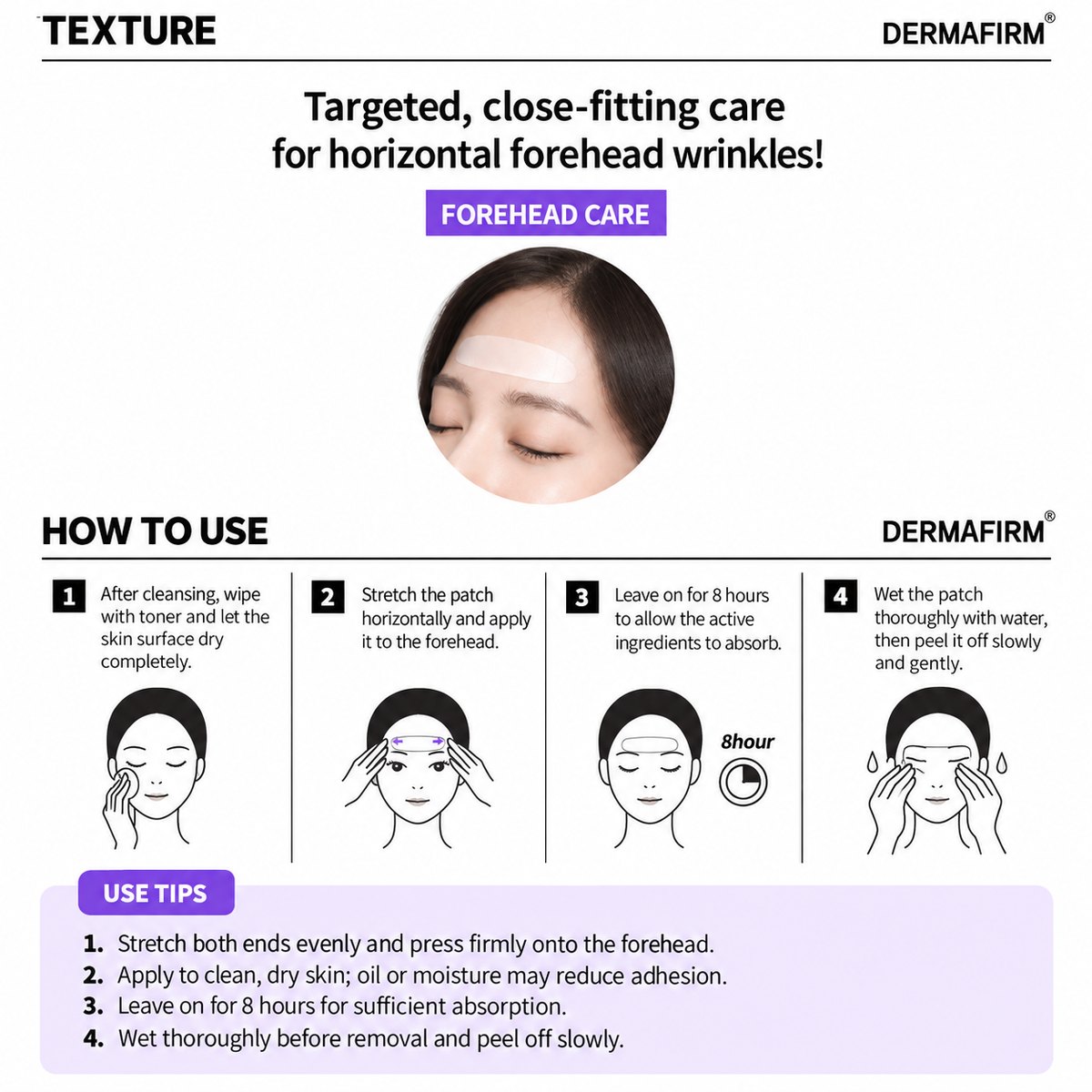 DERMAFIRM Hyaluronic Exosome Plumping Wrinkle Patch 3zt | Płatki na zmarszczki na czole