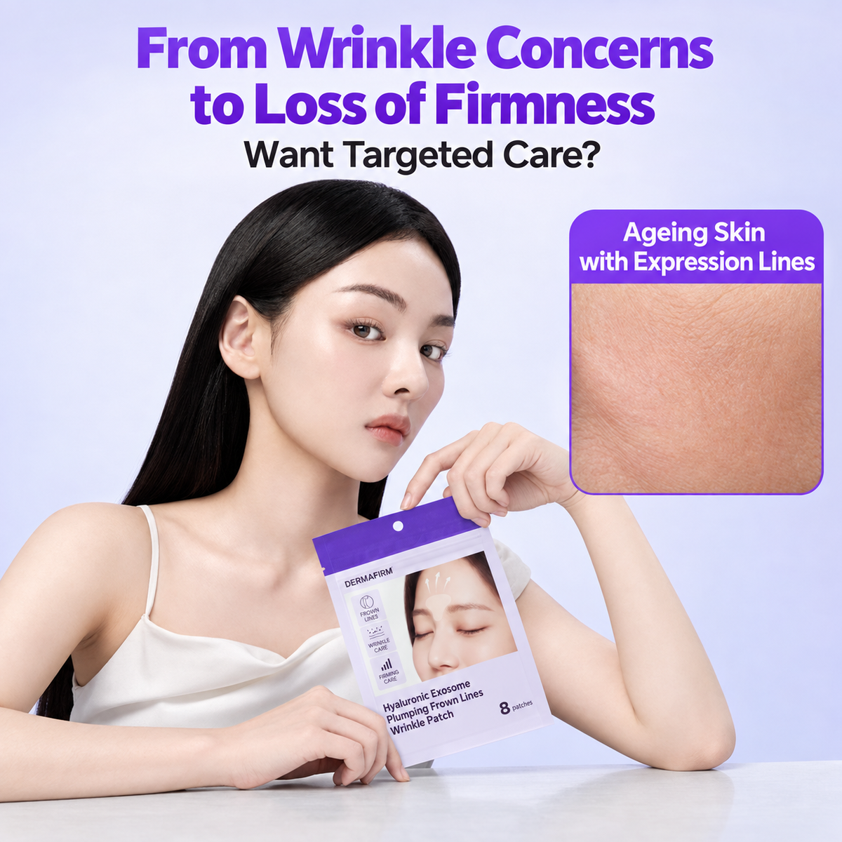 DERMAFIRM Hyaluronic Exosome Plumping Płatki na zmarszczki między brwiami 8szt