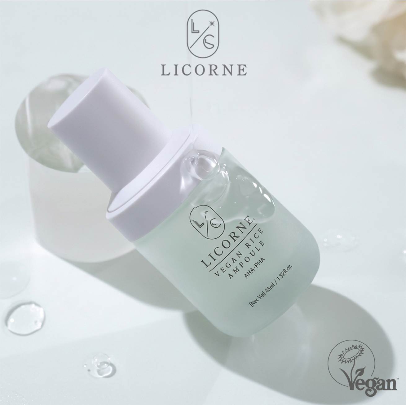 LICORNE Vegan Rice Ampoule 45ml I wegańska ampułka ryżowa z AHA + PHA