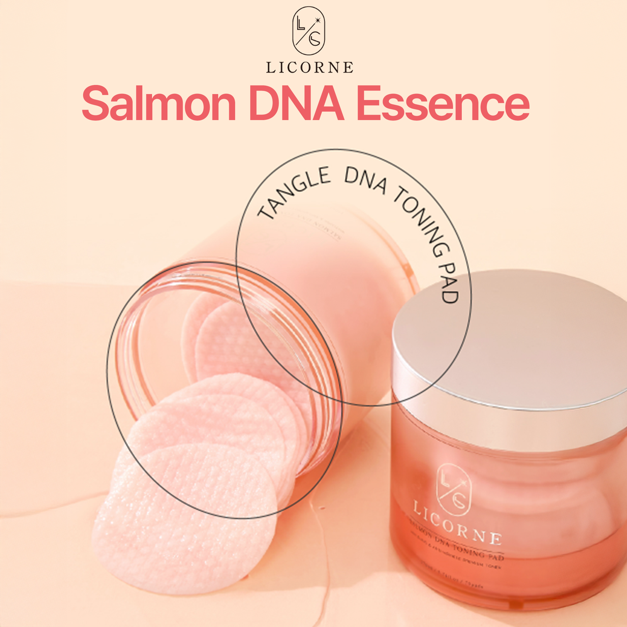 LICORNE Salmon DNA Toning Pad 70 szt. / 230 ml I PDRN Salmon Egg