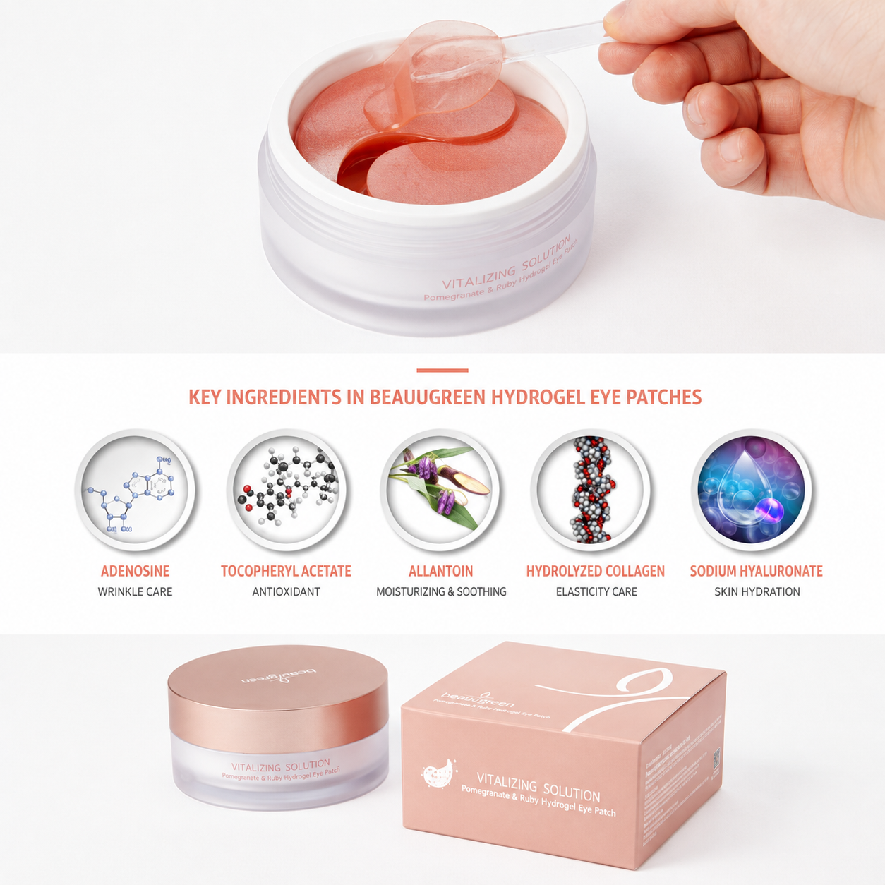BEAUUGREEN Pomegranate & Ruby Hydrogel Eye Patch(60 szt 90g)