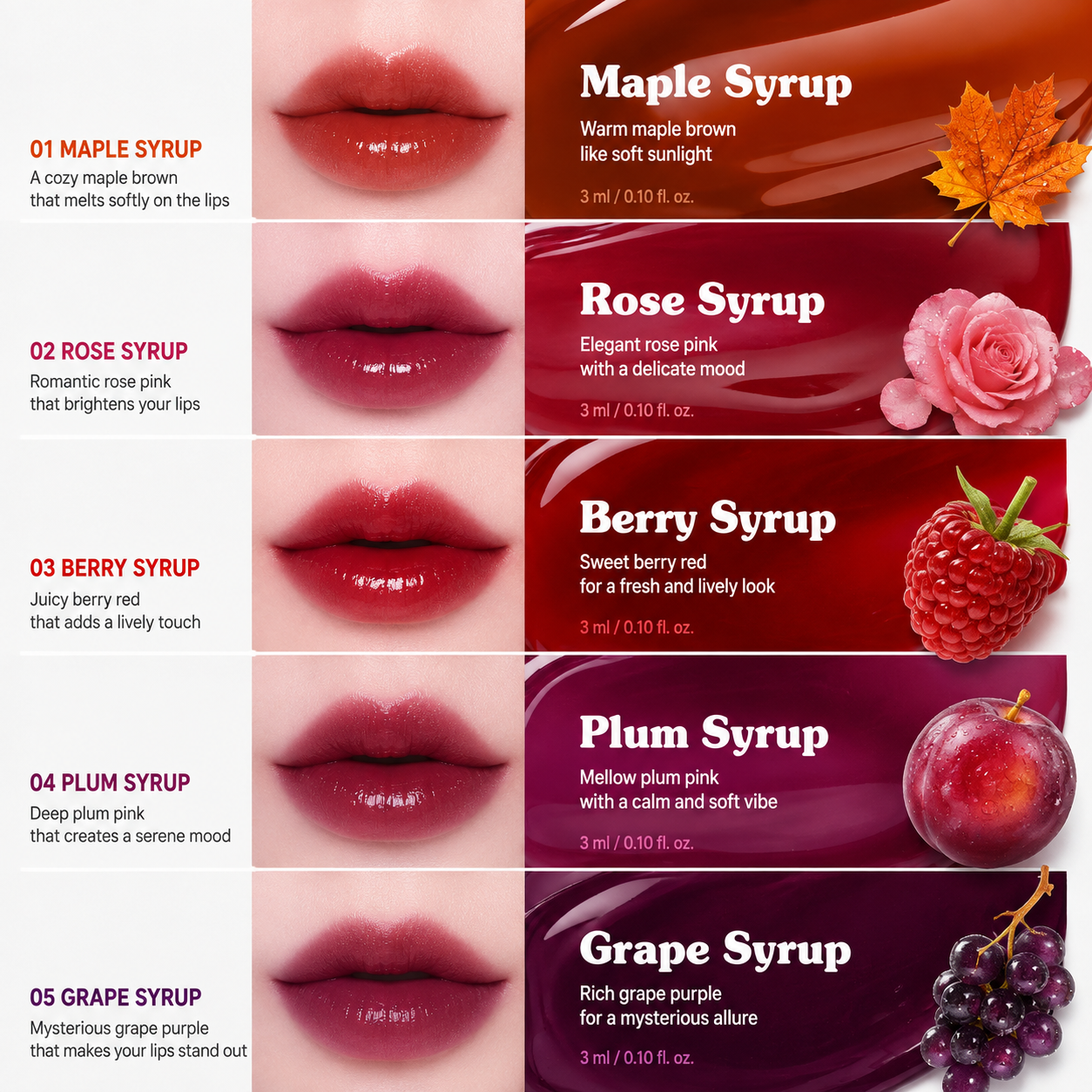 Berrisom Water Syrup Tatoo Tint 04.Plum Syrup I Delikatny Róż z Syropowym Połyskiem