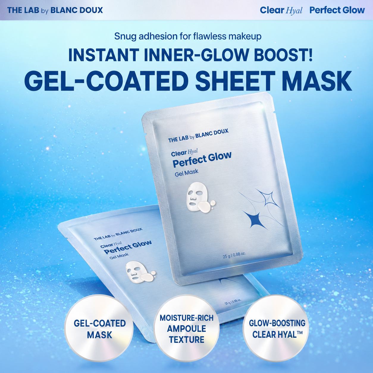 THE LAB by BLANC DOUX Clear Hyal Perfect Glow Gel Mask 25 g I Intensywne Nawilżenie i Naturalny Blask Skóry