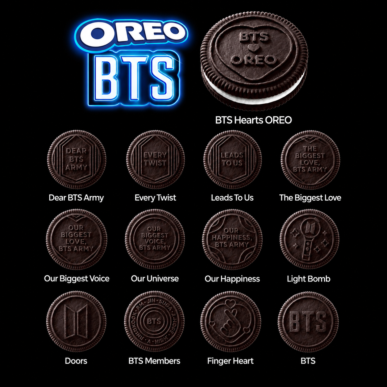 OREO × BTS Limited Edition White Creme Cookies 100g | Koreańska edycja limitowana