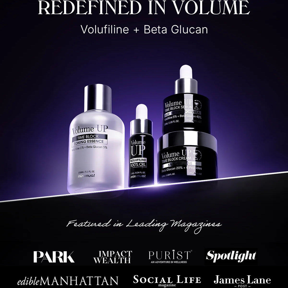 Mimmua! Volume UP Time Block Toning Essence 150ml – Esencja Tonizująca Wypełniająca Skórę z 1% Wolufiliny i 5% Beta-Glukanu