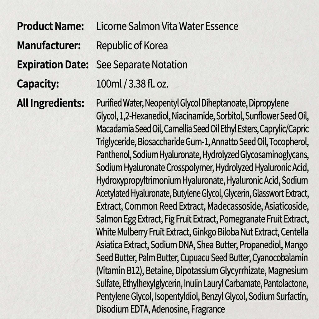 LICORNE Salmon Vita Water Essence 100ml I PDRN Ponownie dostępne