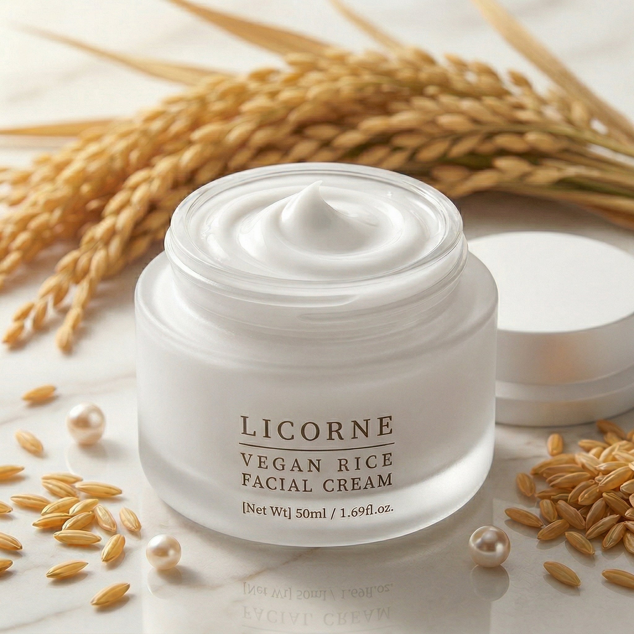 LICORNE Vegan Rice Facial Cream 50ml I wegański krem nawilżający z ryżem