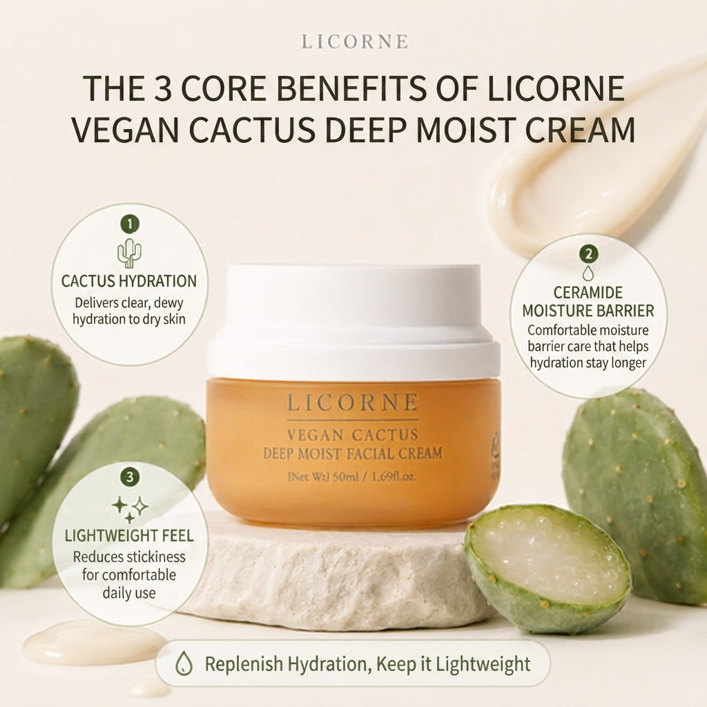 Licorne Vegan Cactus Deep Moist Facial Cream 50ml I Miękki, puszysty miąższ kaktusa