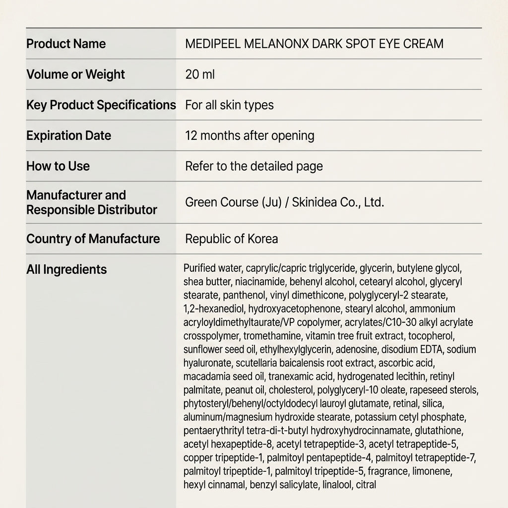 MEDIPEEL Melanonx Dark Spot Eye Cream (20ml) Blemish I Intensywnie rozjaśniający krem na przebarwienia
