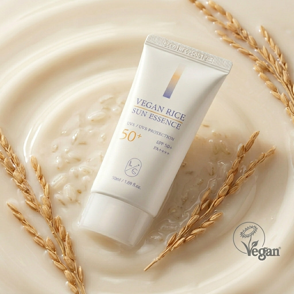 LICORNE Vegan Rice Sun Essence 50m I Wyjątkowo delikatna koreańska woda z otrębów ryżowych