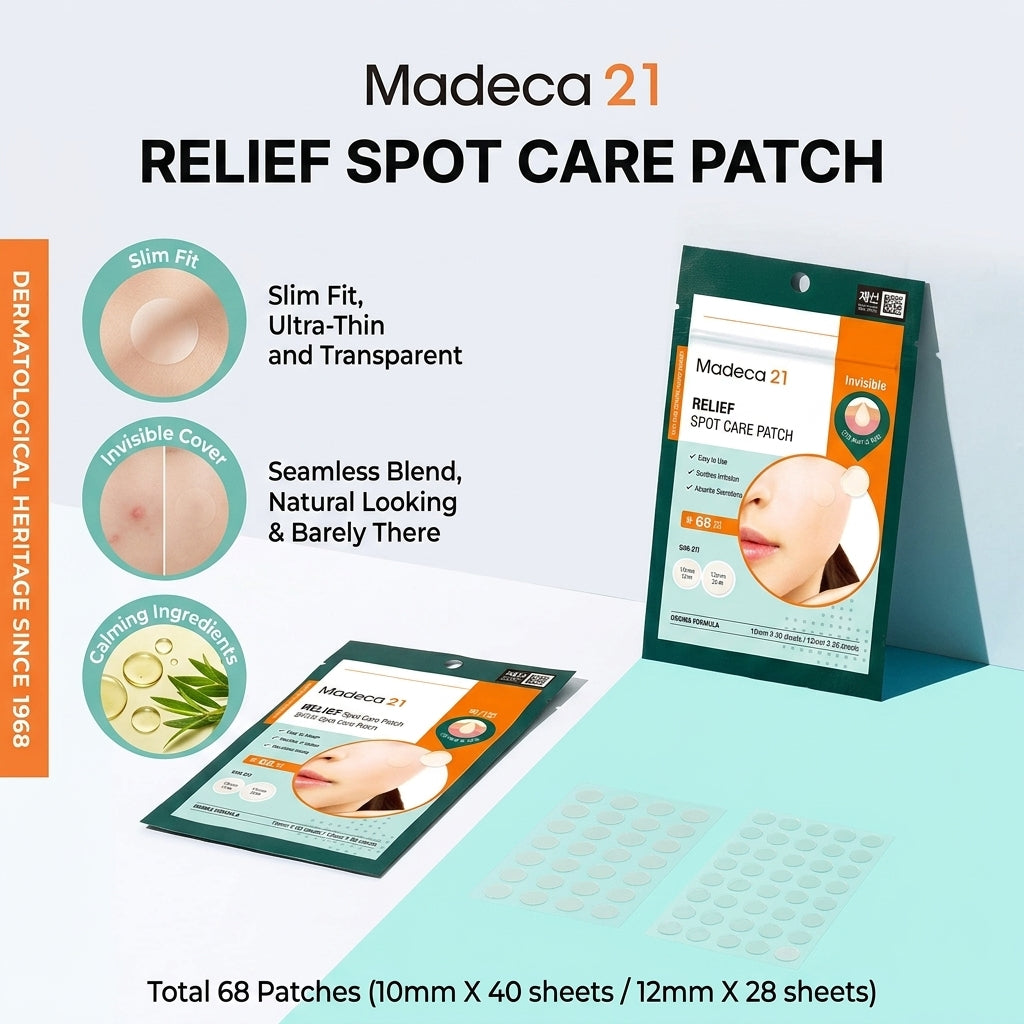Madeca21 Relief Spot Care Patch (68szt) I Odpowiednie do stosowania przed wyciskaniem niedoskonałości