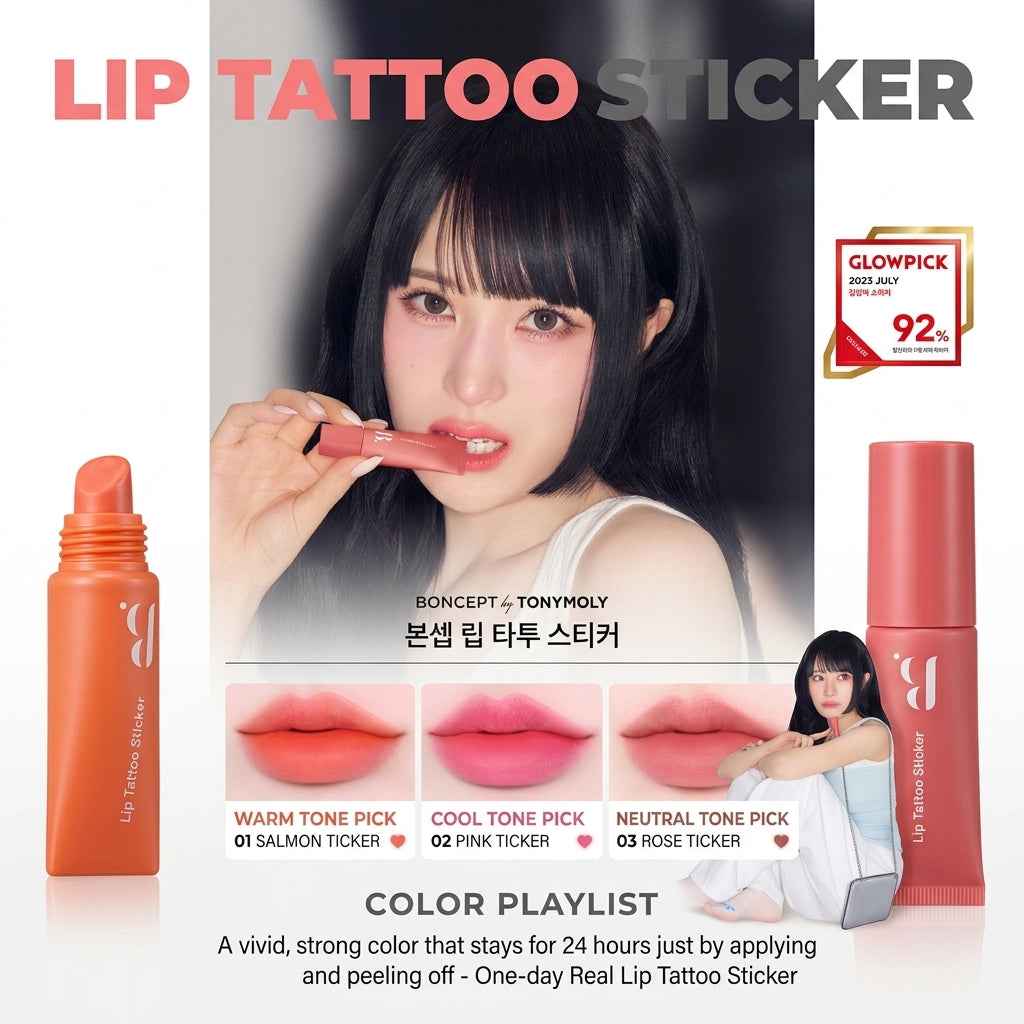 BONCEPT Lip Tattoo Sticker 01 Salmon Ticker I Długotrwały efekt koloryzacji ust