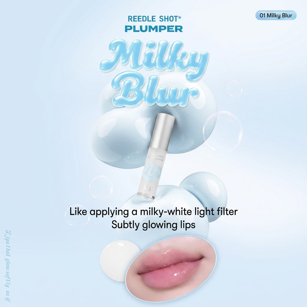 VT Reedle Shot Lip Plumper 01 Milky Blur 4ml I Subtelny efekt optycznego powiększenia ust