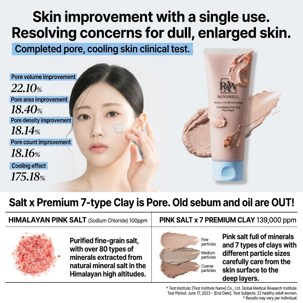 Royawell Himalayan Pink Salt Pore Pack 120g I maska głęboko oczyszczająca i zmniejszająca pory