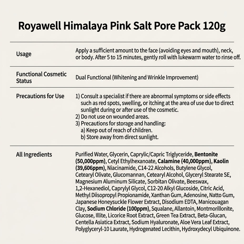 Royawell Himalayan Pink Salt Pore Pack 120g I maska głęboko oczyszczająca i zmniejszająca pory