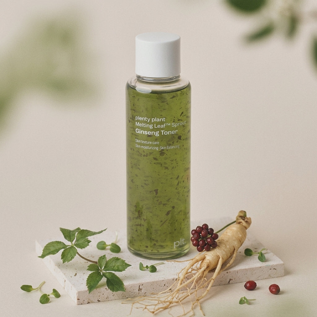 Plenty Plant Melting Leaf Ginseng Toner 150ml I ampułkowy toner z 100% młodego żeń-szenia