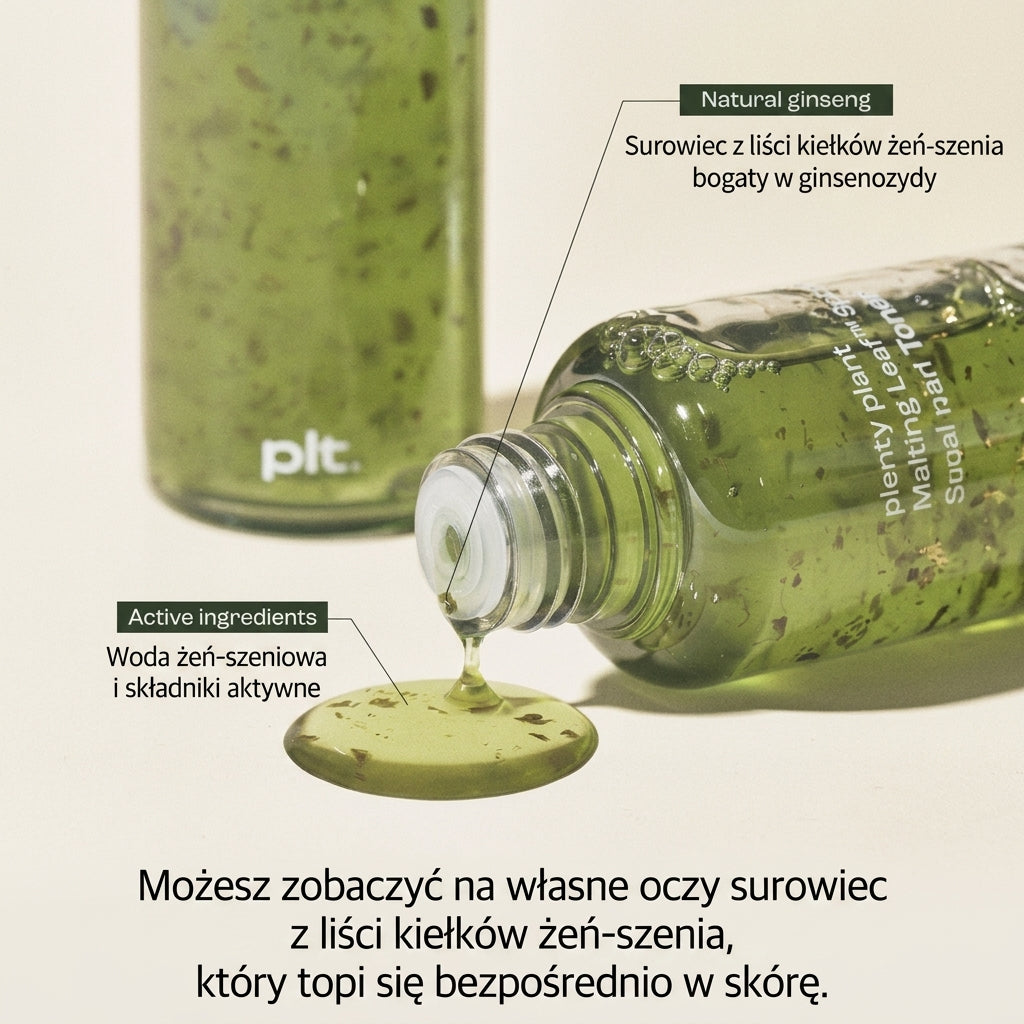Plenty Plant Melting Leaf Ginseng Toner 150ml I ampułkowy toner z 100% młodego żeń-szenia
