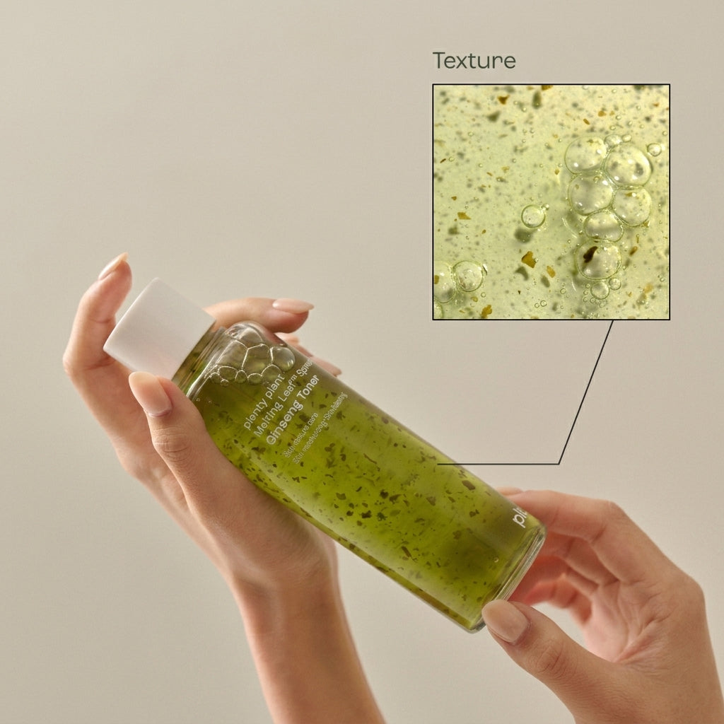 Plenty Plant Melting Leaf Ginseng Toner 150ml I ampułkowy toner z 100% młodego żeń-szenia