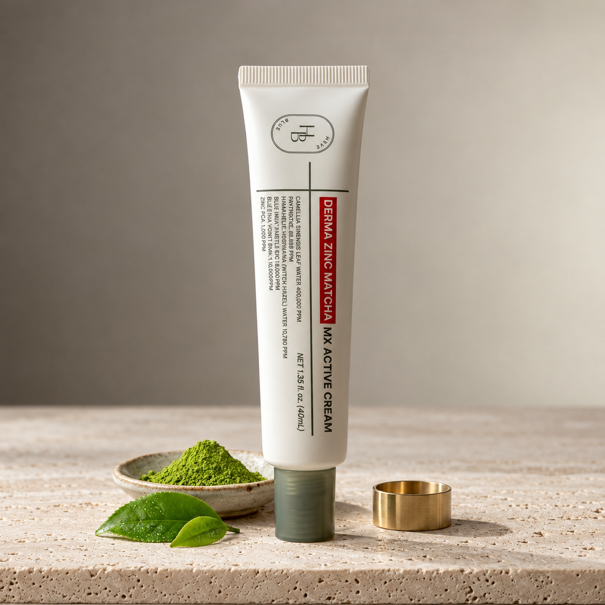 HEVEBLUE Derma Zinc Matcha MX Active Cream 40ml | 41,4% wody matcha spotyka 5% pantenolu