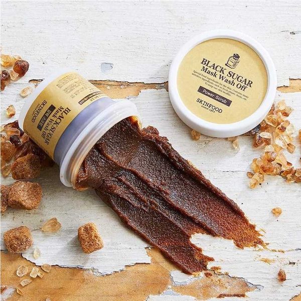 SKINFOOD Black Sugar Mask Wash Off – Peelingująca Maska do Twarzy z Czarnym Cukrem (120g)