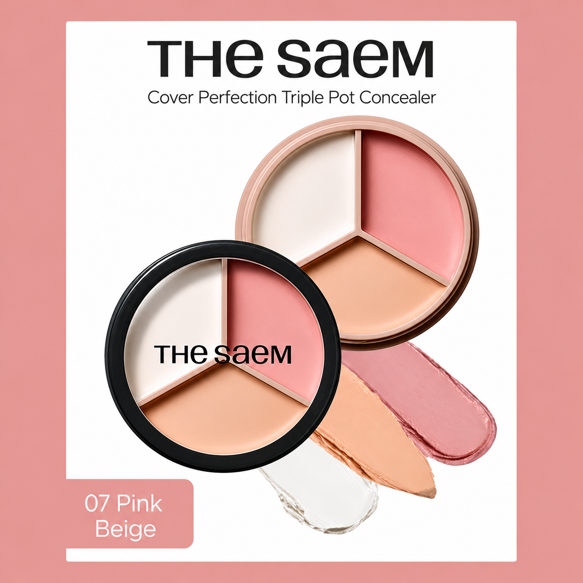 The Saem Cover Perfection Triple Pot Concealer 07 Pink Beige 13.5g