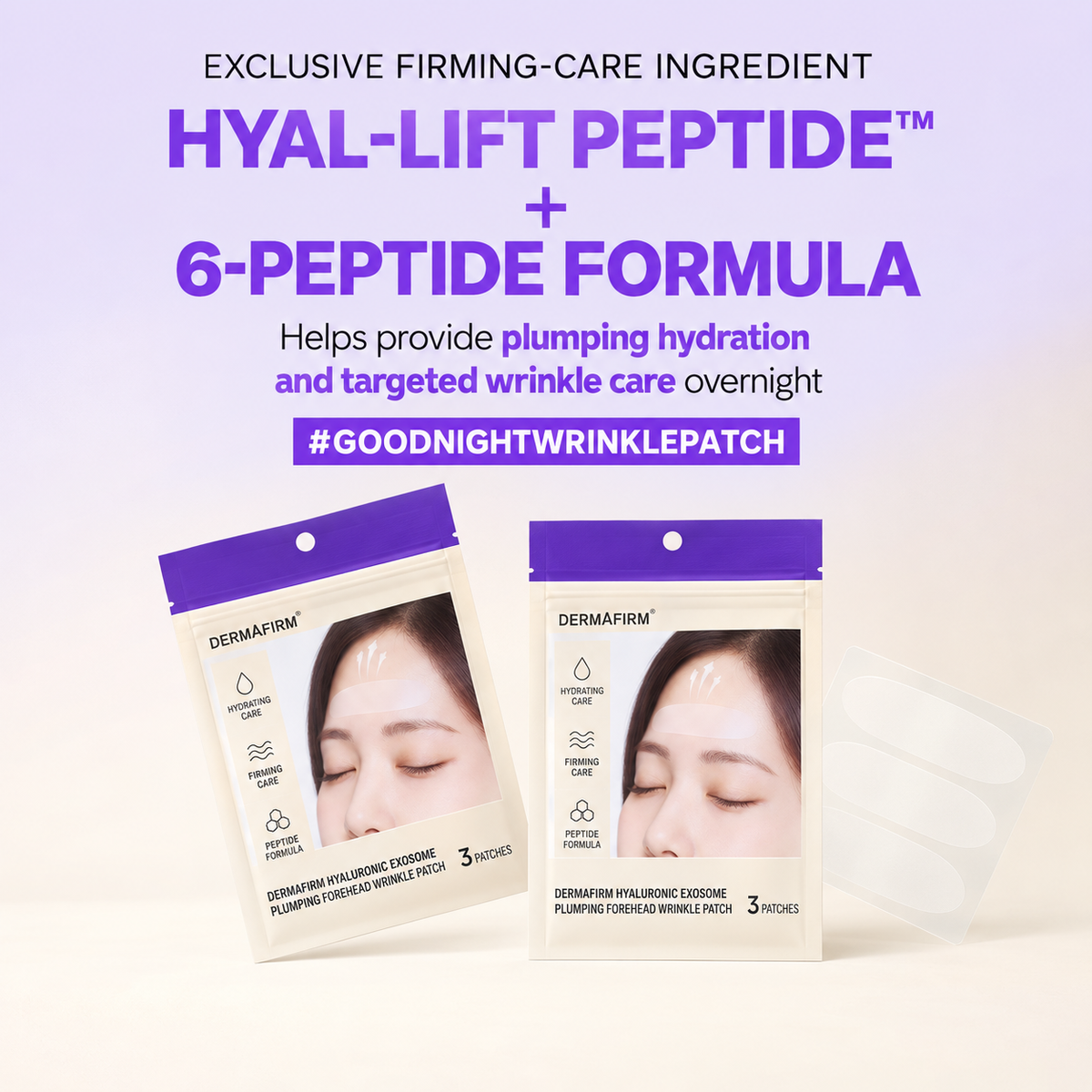DERMAFIRM Hyaluronic Exosome Plumping Wrinkle Patch 3zt | Płatki na zmarszczki na czole