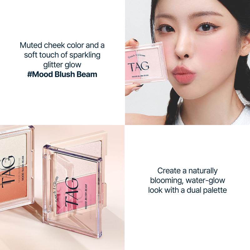 TAG Mood Blush Beam 02 Fair Mauve I Róż + rozświetlacz w chłodnym odcieniu dla efektu soft glow
