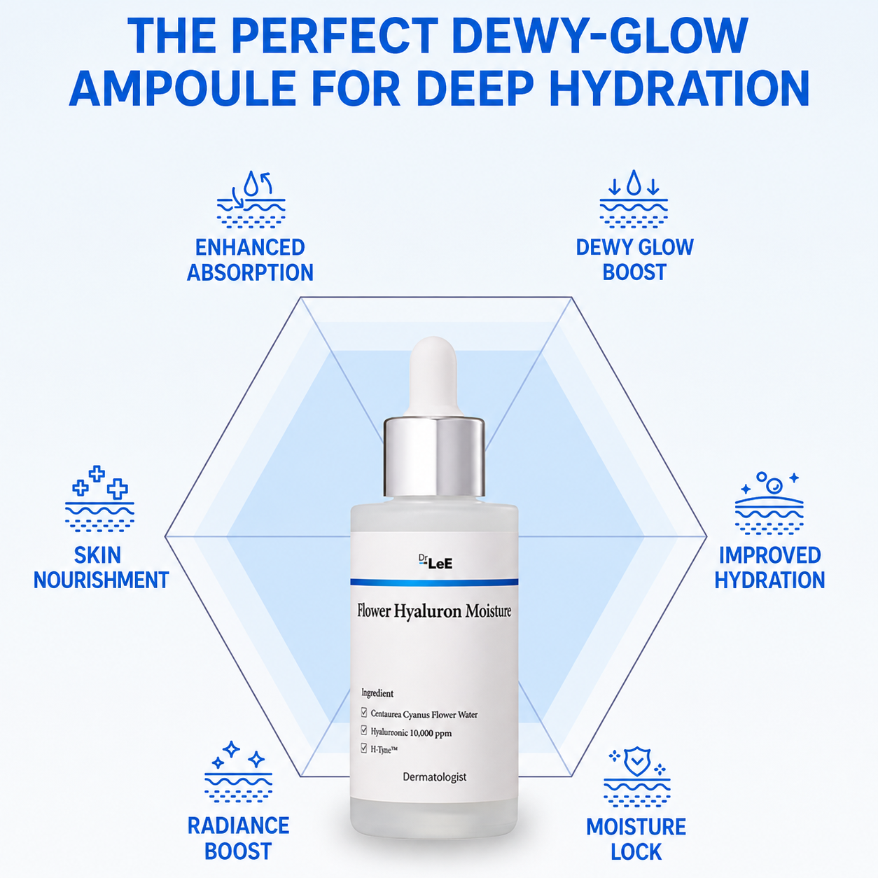 Dr.Lee Flower Hyaluron Serum 50ml I Ultra-feuchtigkeitsspendende Ampulle – intensiver Booster für die Haut