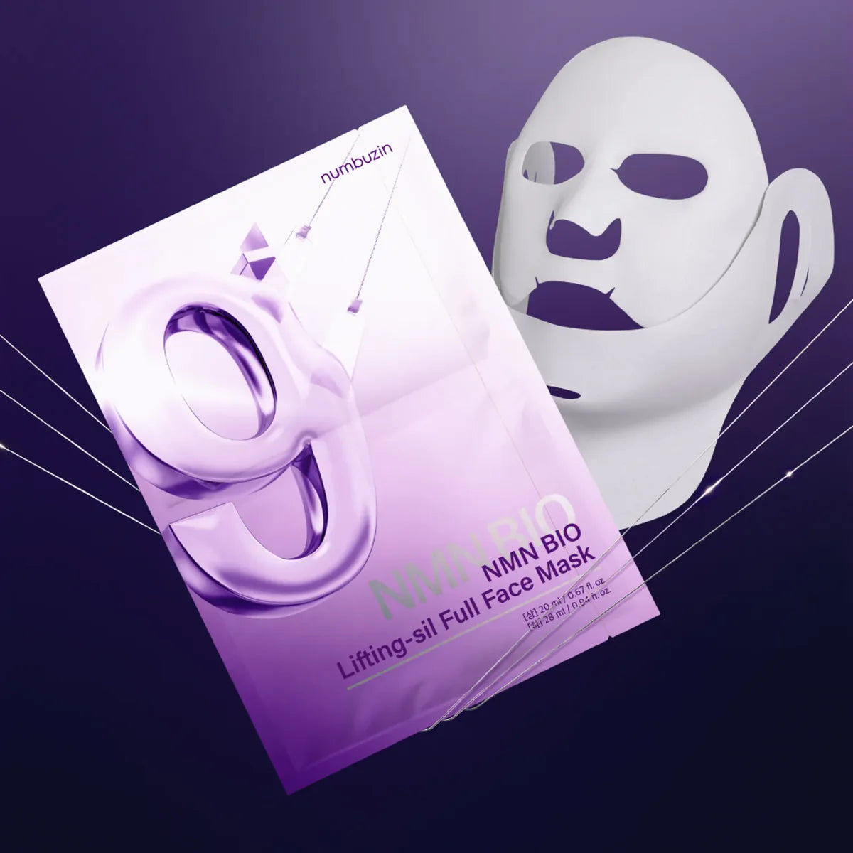 Numbuzin No.9 NMN BIO Lifting-sil Full Face Mask (4szt) I Liftingująca maska 3D z NMN – efekt V-line i intensywna regeneracja