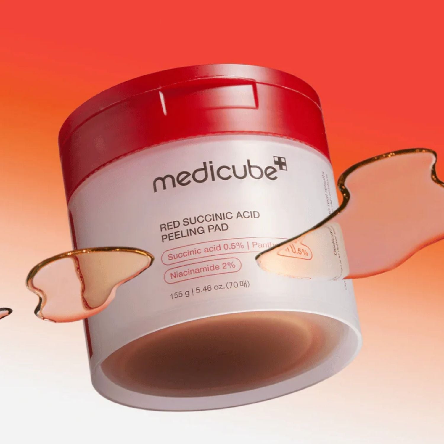 MEDICUBE Red Succinic Acid Peeling Pad 155g (70 szt.) – Złuszczające Płatki Przeciwtrądzikowe z Kwasem Bursztynowym