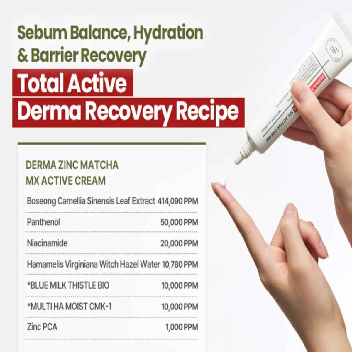 HEVEBLUE Derma Zinc Matcha MX Active Cream 40ml | 41,4% wody matcha spotyka 5% pantenolu