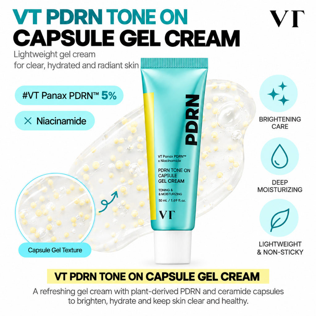 VT PDRN Tone On Capsule Gel Cream 50ml | Lekki krem-żel z kapsułkami nawilżającymi
