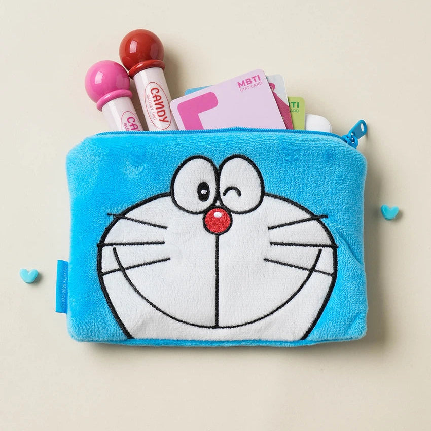 💙Doraemon Płaska Pluszowa Saszetka I Kawaii Anime Kosmetyczka Organizer