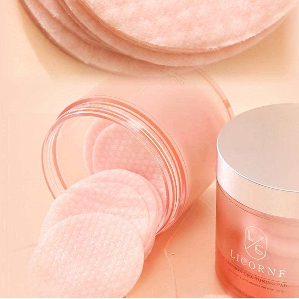 LICORNE Salmon DNA Toning Pad INajlepszy Toner Pad – Różowy Łosoś PDRN dla Efektu Glass Skin